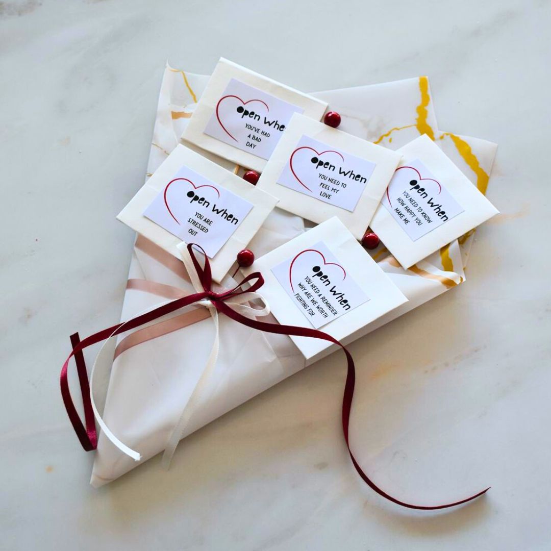 Handcrafted Open When Letter Bouquet