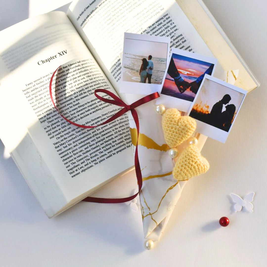Handcrafted Crochet Hearts and Polaroids Bouquet