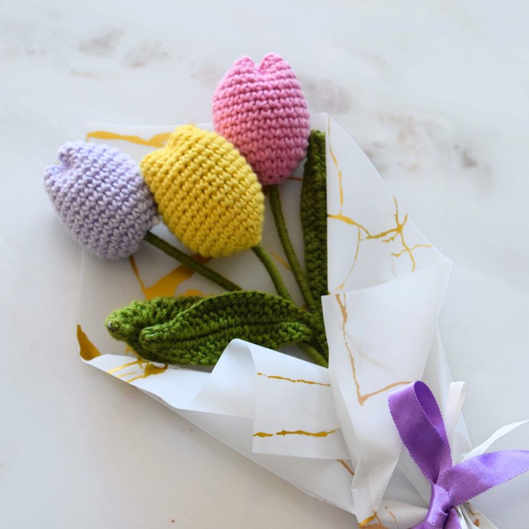 Handcrafted Crochet Tulips Bouquet