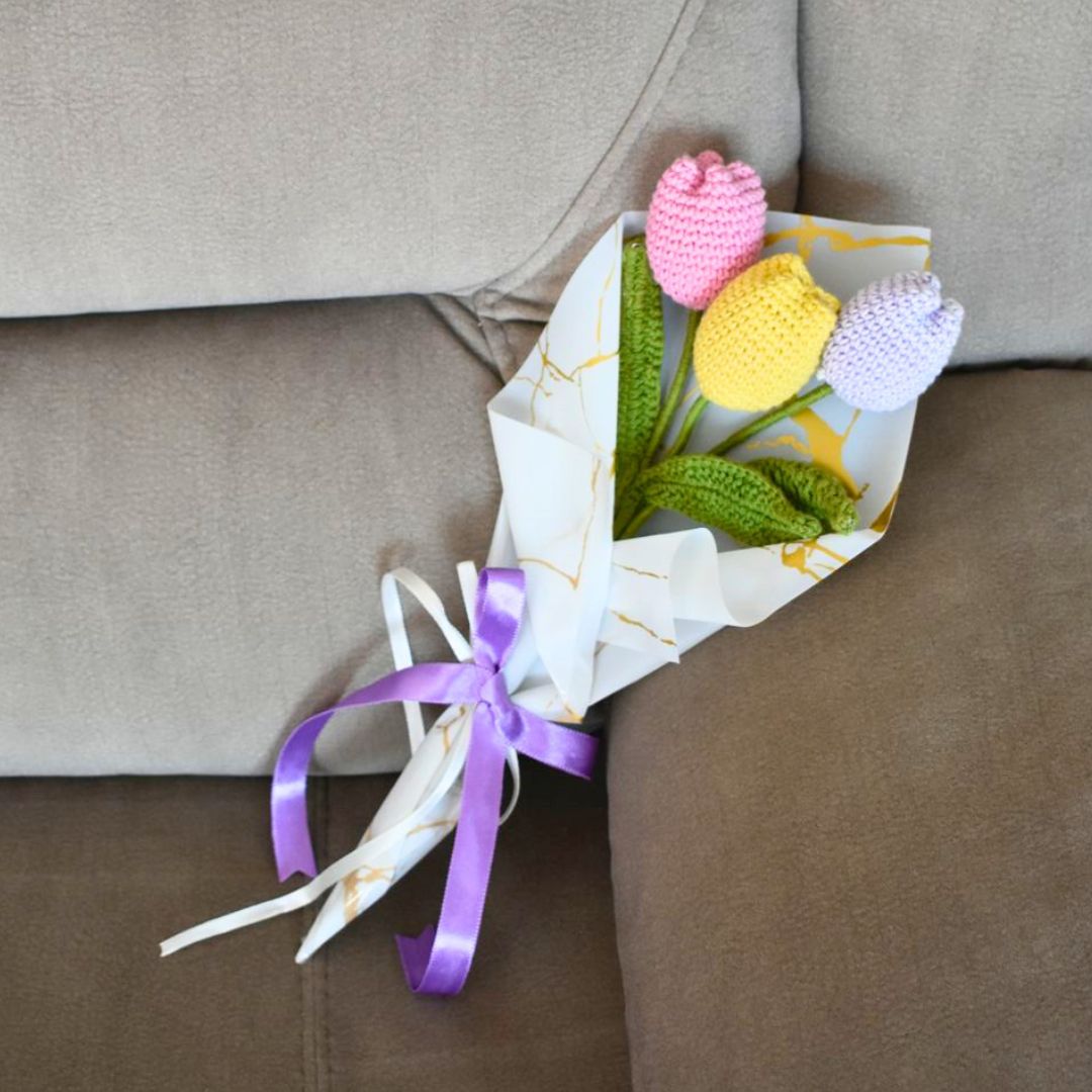 Handcrafted Crochet Tulips Bouquet