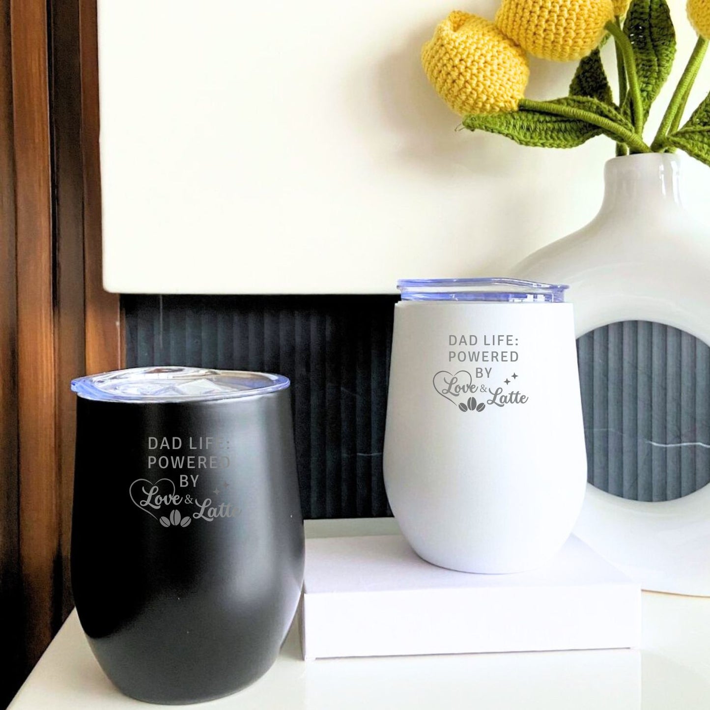 Dad Life - Powered by Love & Latte Travel Tumbler