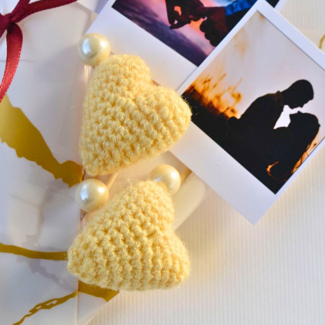 Handcrafted Crochet Hearts and Polaroids Bouquet