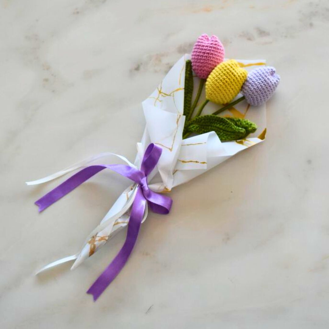 Handcrafted Crochet Tulips Bouquet