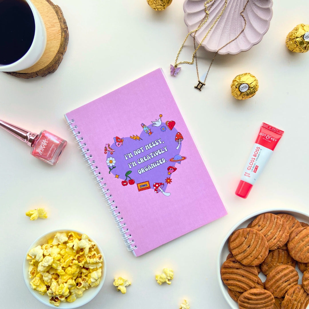 Creatively Organized Wiro Notebook With Unruled Pages