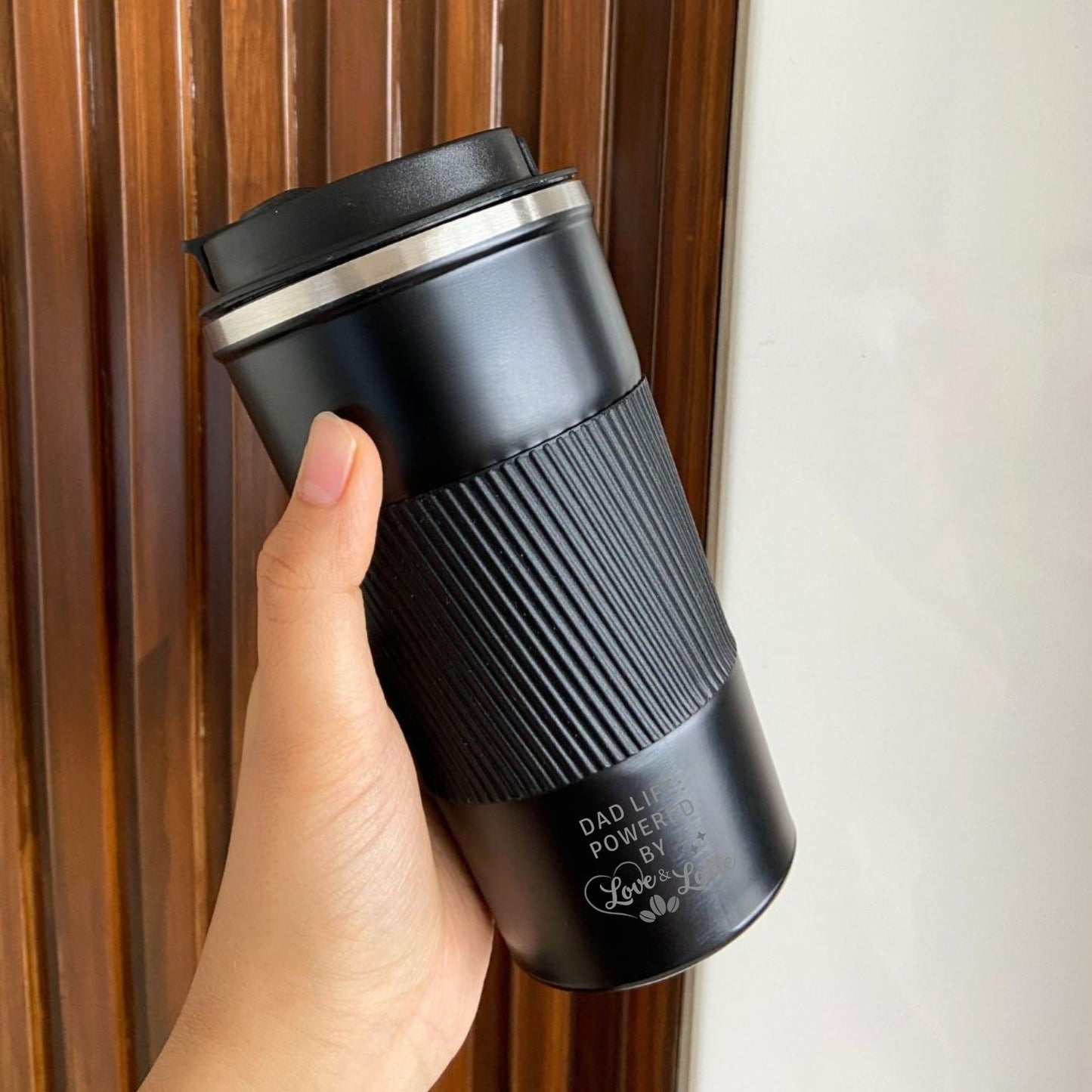 Dad Life - Powered by Love & Latte Travel Tumbler