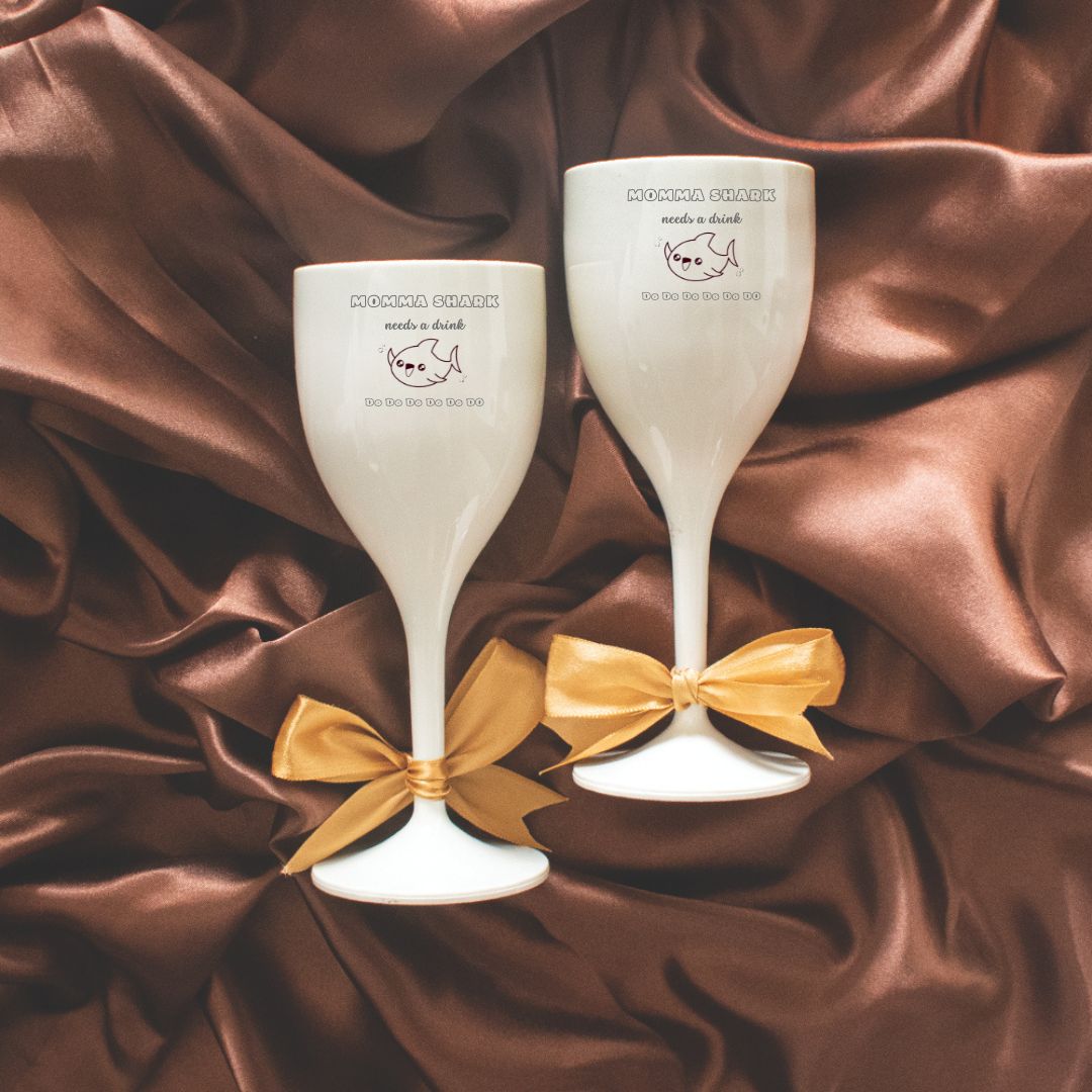 Momma Shark Unbreakable Wine Glass