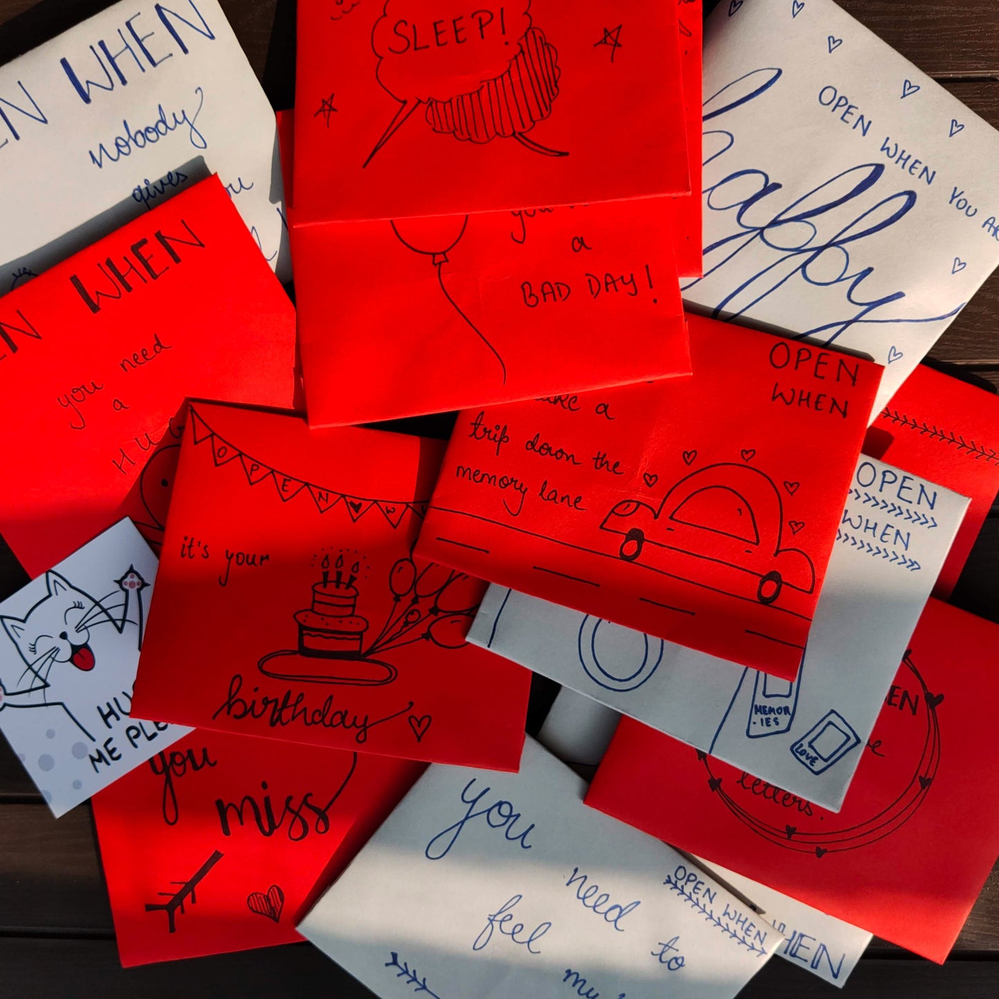Handwritten Open When letters