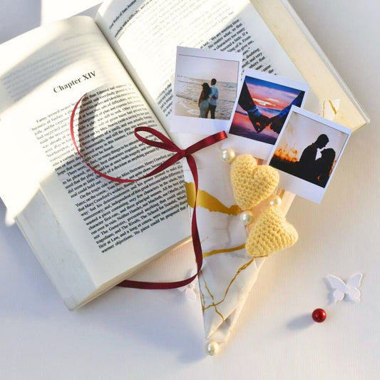 Handcrafted Crochet Hearts and Polaroids Bouquet