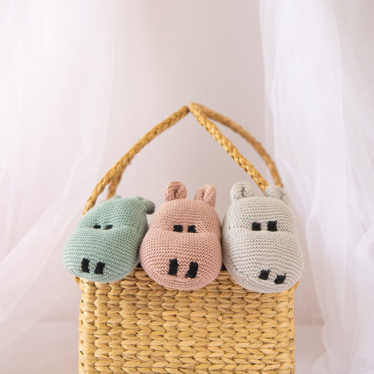 Knitted Hippo Stuffed Toy