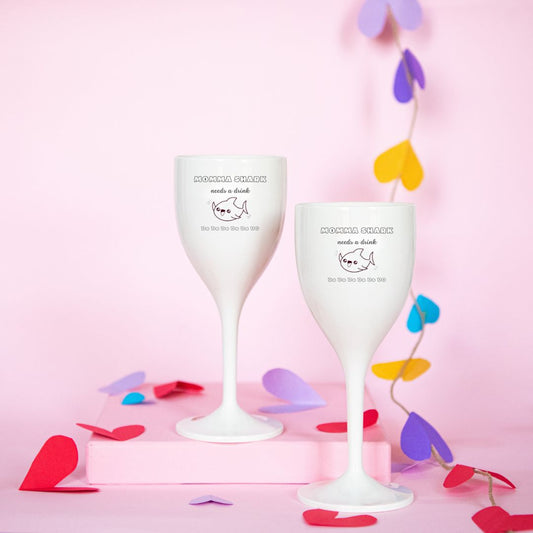 Momma Shark Unbreakable Wine Glass