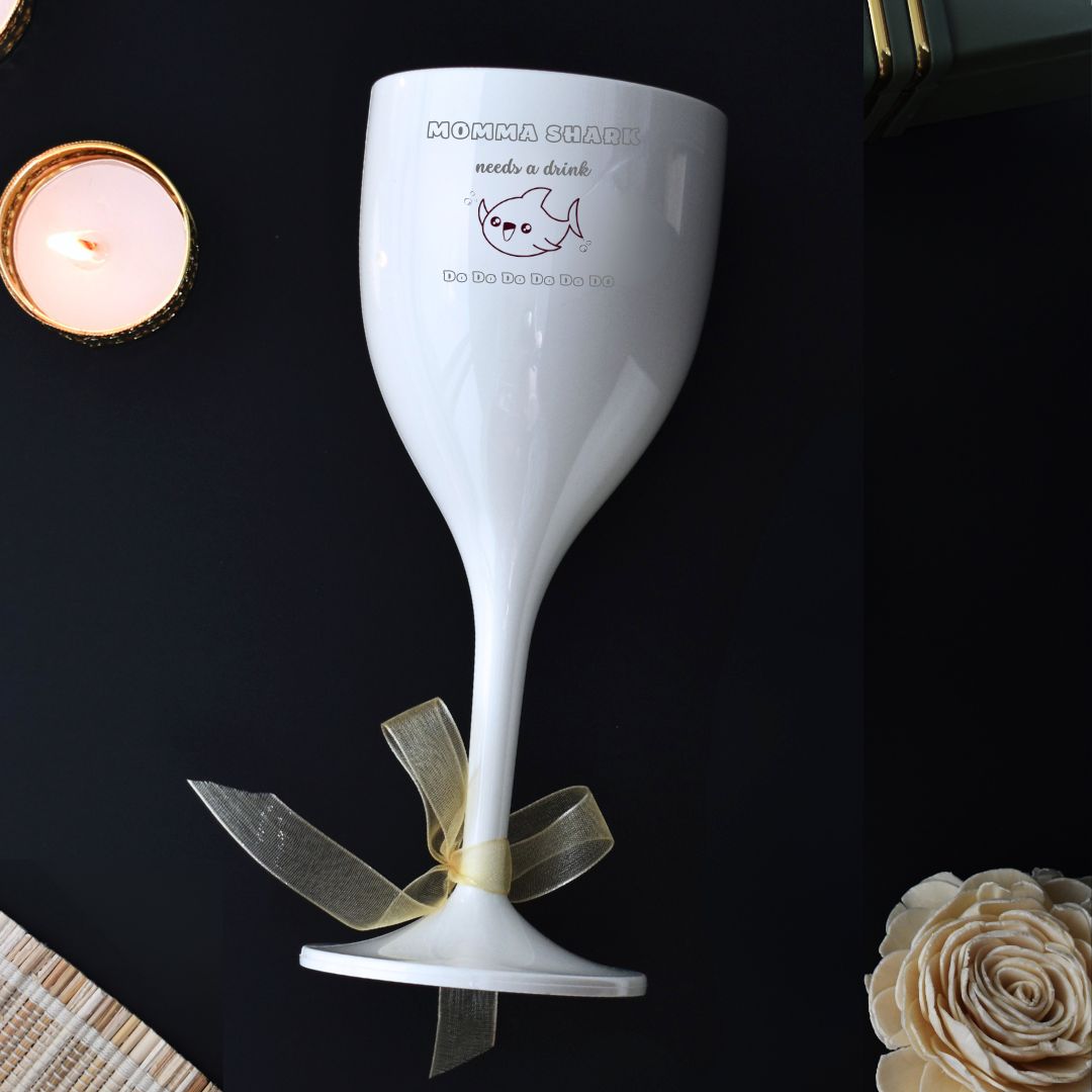 Momma Shark Unbreakable Wine Glass