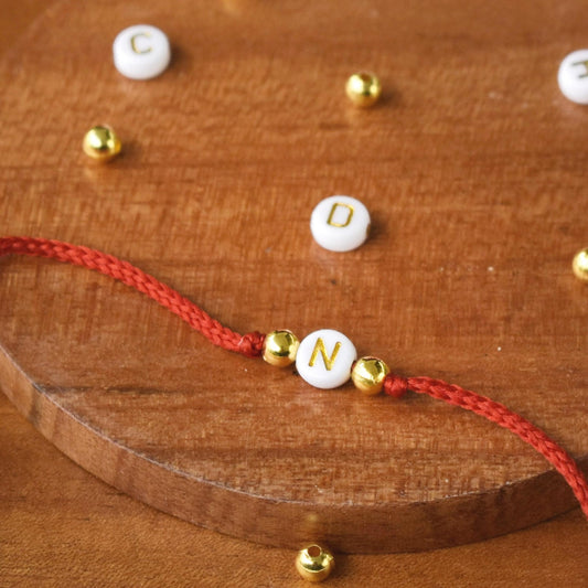 Personalized Name Initial Rakhi with Golden Initial
